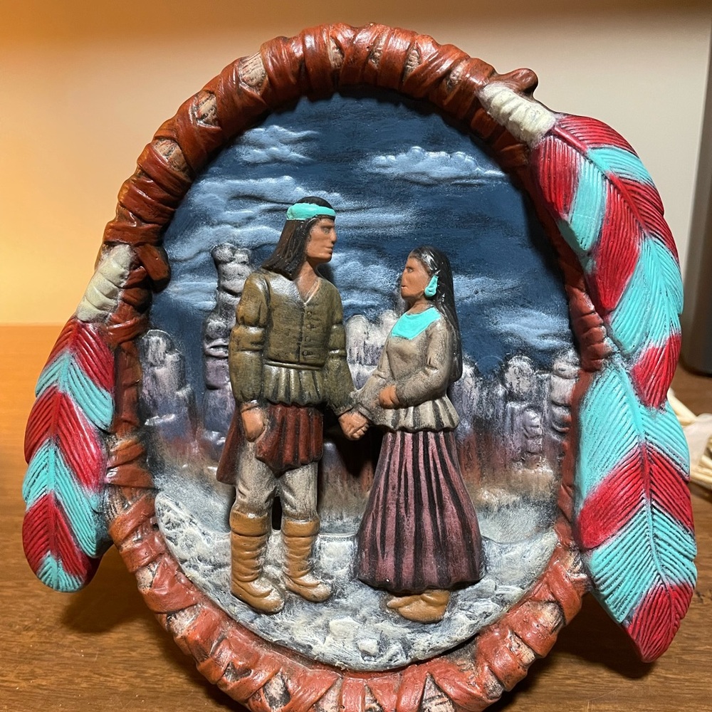Native American Couple Accent Light, Lamp, Table Decorative lamp